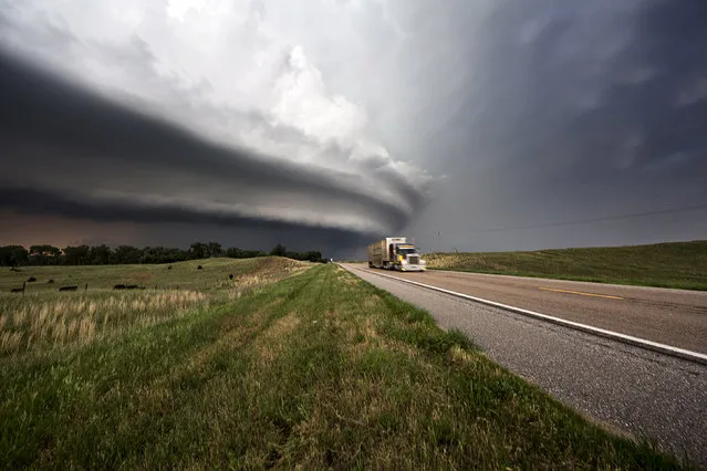 A semi truck and the bothership in Bartlett, Nebraska from 2013. (Photo by Camille Seaman/Caters News)