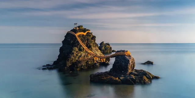 Meoto Iwa, sacred “wedded” rocks off the coast of Japan. (Photo by Anastasia Woolmington/Epson International Pano Awards 2018)