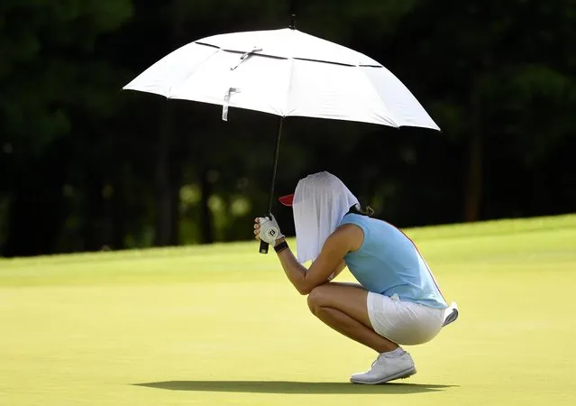 Klara Spilkova of Team Czech Republic looks on during the first round of the Women's Individual Stroke Play on day twelve of the Tokyo 2020 Olympic Games at Kasumigaseki Country Club on August 04, 2021 in Kawagoe, Japan. (Photo by Toby Melville/Reuters)