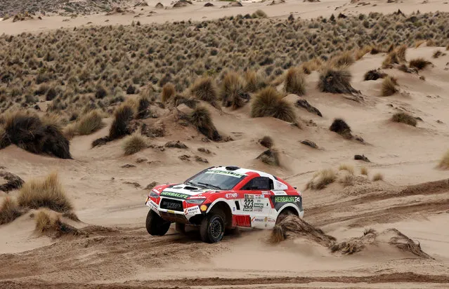 2017 Paraguay-Bolivia-Argentina Dakar rally, 39th Dakar Edition, Seventh stage from Oruro to Uyuni, Bolivia on January 9, 2017. Driver Nicolas Fuchs of Peru and co-pilot Fernando Mussano of Argentina drive their HRX Ford. (Photo by Martin Mejia/Reuters)