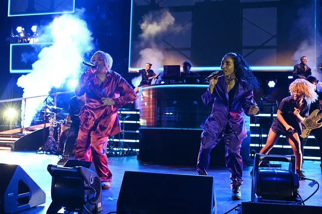 Tionne “T-Boz” Watkins and Rozonda “Chilli” Thomas performs at the FPL Solar Amphitheater at Bayfront Park in Miami, FL. on September 27, 2021. (Photo by INSTARimages.com)