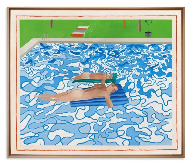 David Hockney's 1965 “California” painting, which is being offered for sale at auction house Christie’s “20th/21st Century: London Evening Sale” on March 7, 2024 in London, Britain, is displayed in this undated handout photo obtained on January 25, 2024. (Photo by Christie's Images Ltd. 2024/Handout via Reuters)