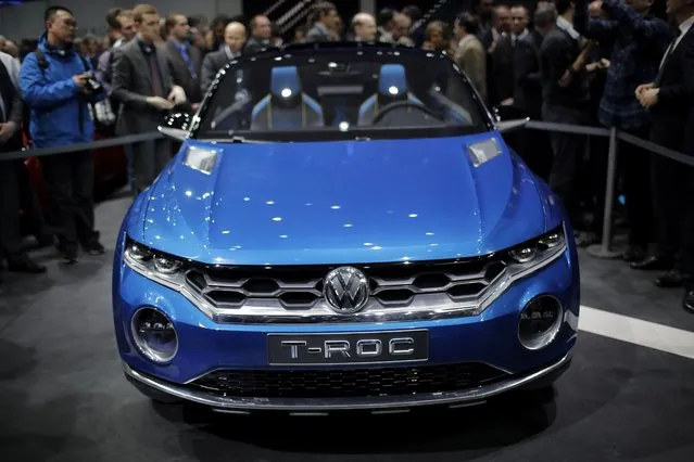 The new Volkswagen T-Roc, urban SUV concept car is introduced during a preview show of Volkswagen Group, as part of the 84th Geneva International Motor Show, Switzerland, Monday, March 3, 2014. (Photo by Laurent Cipriani/AP Photo)