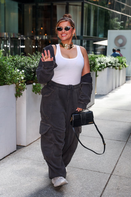 Canadian singer-songwriter Nelly Furtado seen all smiles leaving the Z100 Studios this morning in New York City on September 19, 2024. (Photo by Eric Kowalsky/The Mega Agency)