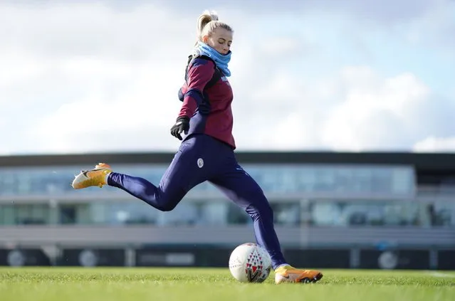 Manchester City's Chloe Kelly in action during a Manchester City Women training session at Manchester City Football Academy on February 10, 2021 in Manchester, England. (Photo by Tom Flathers/Manchester City FC via Getty Images)