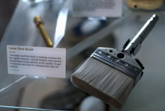 A lunar dust brush used for Apollo mission training is seen on display at the Udvar-Hazy Smithsonian National Air and Space Annex Museum in Chantilly, Virginia August 28, 2015. (Photo by Gary Cameron/Reuters)