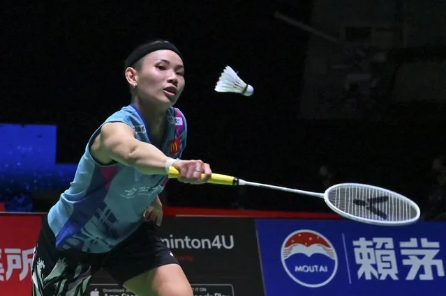 Tai Tzu-ying of Taiwan hits a return against Vu Thi Trang of Vietnam during their women's singles match on day four of the Badminton World Championships in Tokyo on August 25, 2022. (Photo by Richard A. Brooks/AFP Photo)