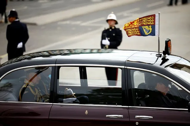 Britain's King Charles and William, Prince of Wales, arrive at the Westminster Abbey for the state funeral and burial of Britain's Queen Elizabeth, at Parliament Square in London, Britain on September 19, 2022. (Photo by Sarah Meyssonnier/Pool via Reuters)