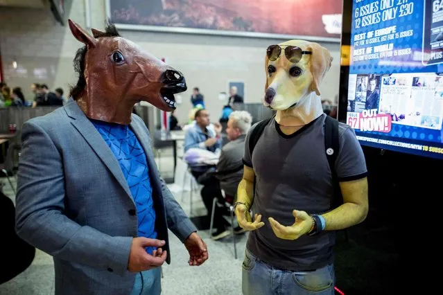 Two men dressed as characters from Netflix show BoJack Horseman attend the MCM Comic Con at ExCeL exhibition centre in London on October 28, 2017. (Photo by Tolga Akmen/AFP Photo)