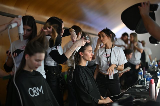 Models prepare backstage ahead of the Bianca Spender show at Australian Fashion Week 2025 at St. Barnabas Anglican Church on May 14, 2025 in Sydney, Australia. (Photo by James Gourley/Getty Images)