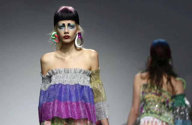 A model presents a creation by Matty Bovan at the Fashion East catwalk show during London Fashion Week Spring/Summer 2017 in London, Britain September 17, 2016. (Photo by Neil Hall/Reuters)