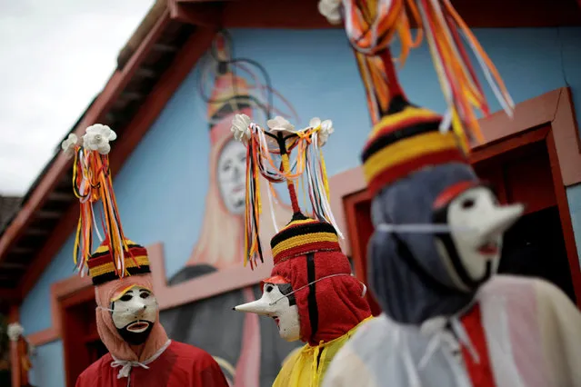 Members of the “Group Boi Faceiro” dance during carnival festivities in Sao Caetano de Odivelas, Brazil February 13, 2018. (Photo by Ueslei Marcelino/Reuters)