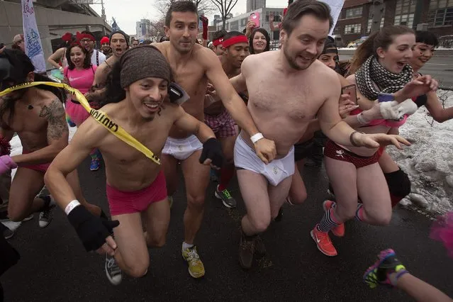 People take part in the Cupid's Undie Run in the Manhattan borough of New York February 7, 2015. (Photo by Carlo Allegri/Reuters)