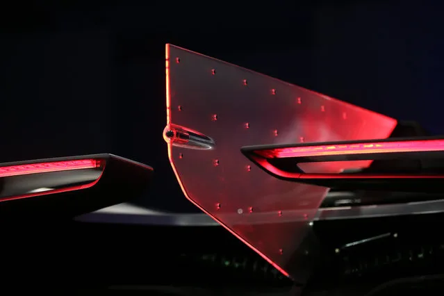 The taillights of the FFZero1 by Faraday Future is seen at CES Unveiled, a media preview event for CES International  Monday, January 4, 2016, in Las Vegas. (Photo by Gregory Bull/AP Photo)