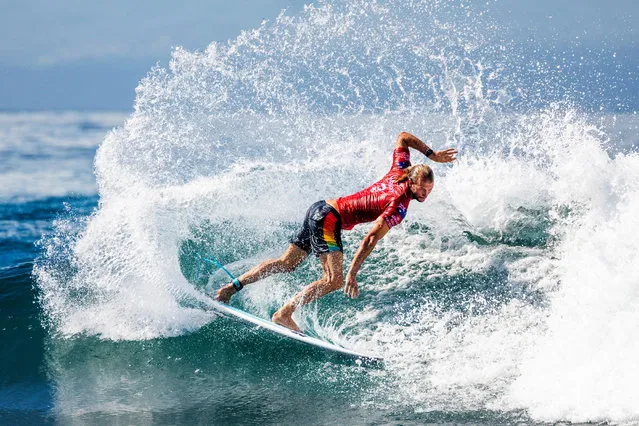 A handout photo made available by the World Surf League (WSL) of Australia's Owen Wright in action during round 1 of the Corona Bali Protected surfing event as part of the 2019 World Surf League in Keramas, Bali, Indonesia, 13 May 2019. (Photo by Cait Miers/EPA/EFE)