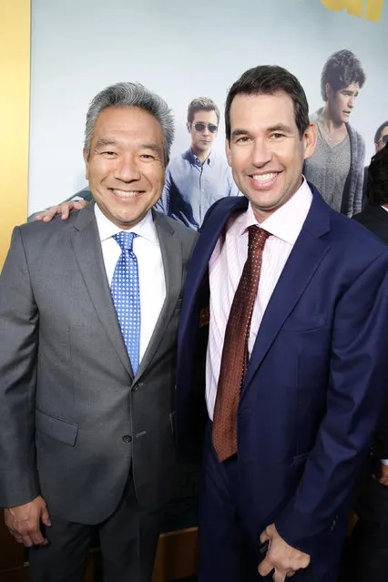 Kevin Tsujihara, Chairman and CEO of Warner Bros., and Writer/Director/Producer Doug Ellin seen at Warner Bros. Premiere of "Entourage" held at Regency Village Theatre on Monday, June 1, 2015, in Westwood, Calif. (Photo by Eric Charbonneau/Invision for Warner Bros./AP Images)