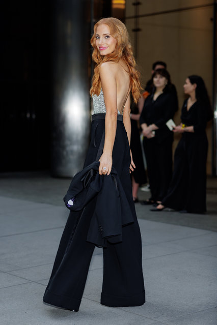American actress and film producer Jessica Chastain attends the Ralph Lauren fashion show in Midtown on April 29, 2024 in New York City. (Photo by The Hapa Blonde/GC Images)