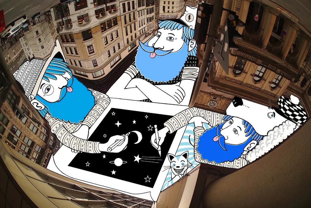 New Illustrations in the Sky Between Buildings by Thomas Lamadieu