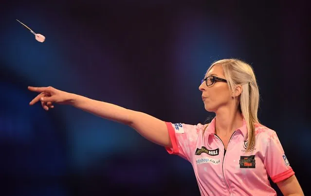 Fallon Sherrock in action during her 1st round game against Ted Evetts during Day 5 of the 2020 William Hill Darts Championship at Alexandra Palace on December 17, 2019 in London, England. (Photo by Alex Davidson/Getty Images)
