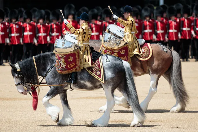 The Trooping The Colour parade takes place in Horse Guards Parade on June 17, 2017 in London, England. The annual ceremony is Queen Elizabeth II's birthday parade and dates back to the 17th Century when the Colours of a regiment were used as a rallying point in battle. (Photo by Jack Taylor/Getty Images)