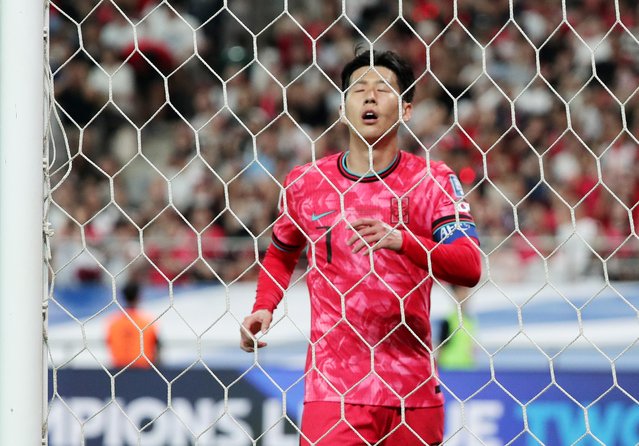 Son Heung-min is disappointed after failing to capitalize on a chance in the second half of the first match between South Korea and Palestine in Group B of the third round of the North and Central American World Cup Asian qualifiers at Seoul World Cup Stadium on September 05, 2024 in Seoul, South Korea. (Photo by Koh Woon-ho)