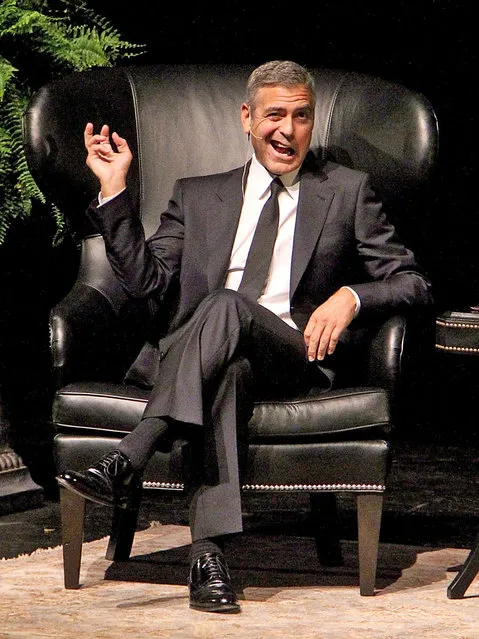 Actor/social activist George Clooney speaks during “A Conversation With George Clooney” at Wortham Center Brown Theater on May 3, 2012 in Houston