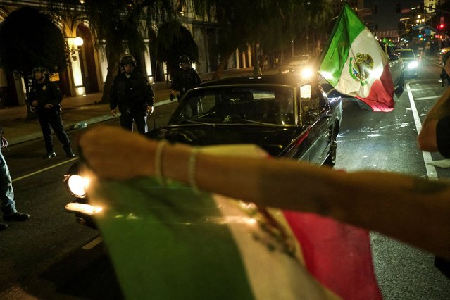 People protest against the arrests and deportations of migrants by U.S. government agencies in Los Angeles, California, U.S. February 3, 2025. (Photo by Joel Angel Juarez/Reuters)