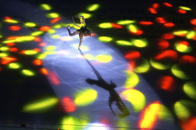 Sarah Everhardt of the U.S. performs during the gala exhibition in the ISU Four Continents Figure Skating Championships at the Mokdong ice rink in Seoul, South Korea, Sunday, February 23, 2025. (Photo by Lee Jin-man/AP Photo)