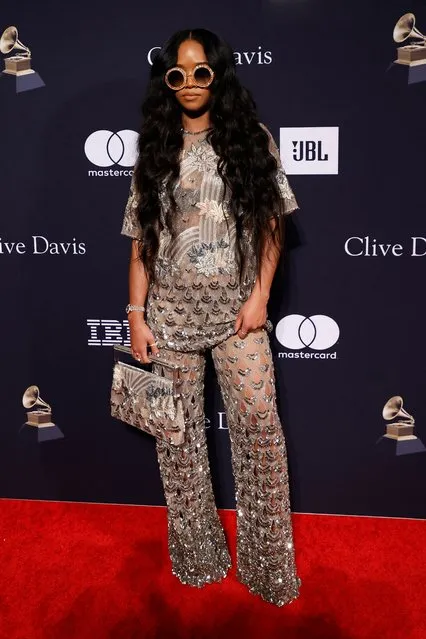 US singer H.E.R. arrives for the Recording Academy and Clive Davis pre-Grammy gala at the Beverly Hilton hotel in Beverly Hills, California on February 4, 2023. (Photo by Michael Tran/AFP Photo)
