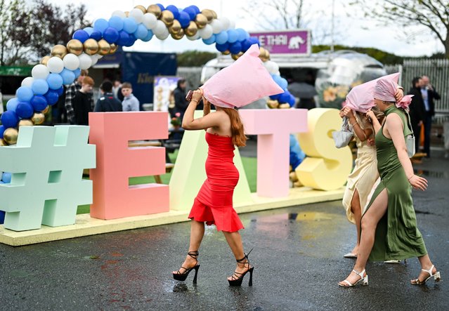 Racegoers arrive prior to racing on day three of the Fairyhouse Easter Festival at Fairyhouse Racecourse in Ratoath, Meath in Ireland on April 21, 2025. (Photo By David Fitzgerald/Sportsfile via Getty Images)