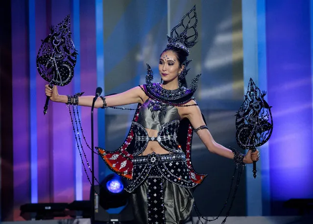 Miss Thailand, Pimbongkod Chankaew,  poses for the judges, during the national costume show during the 63rd annual Miss Universe Competition in Miami, Fla., Wednesday, January 21, 2015. (Photo by J. Pat Carter/AP Photo)