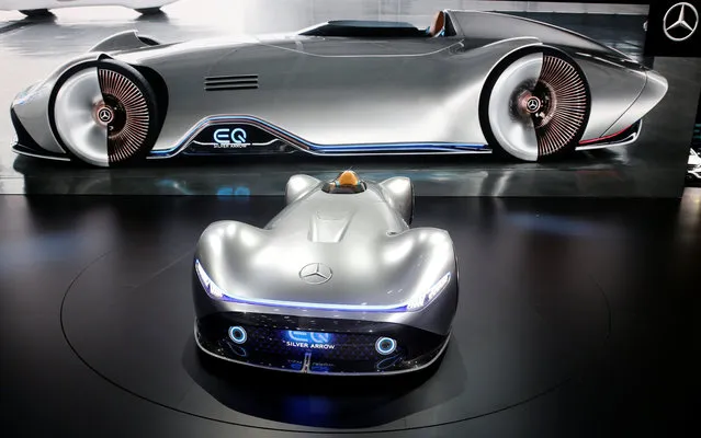 The Mercedes EQ Silver Arrow is on display at the Auto show in Paris, France, Tuesday, October 2, 2018, 2018. (Photo by Regis Duvignau/Reuters)