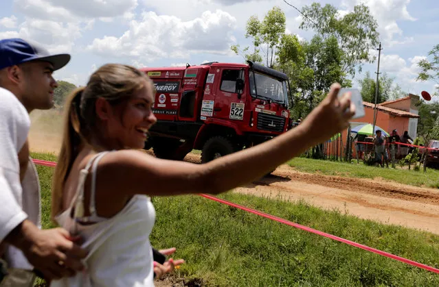 Dakar Rally, 2017 Paraguay-Bolivia-Argentina Dakar rally, 39th Dakar Edition, Departure Ceremony, Asuncion, Paraguay on January 1, 2017. Gert Jan Schoones, co-pilot Enrico Van Der Donk and Aart Schoones drive their truck. (Photo by Jorge Adorno/Reuters)