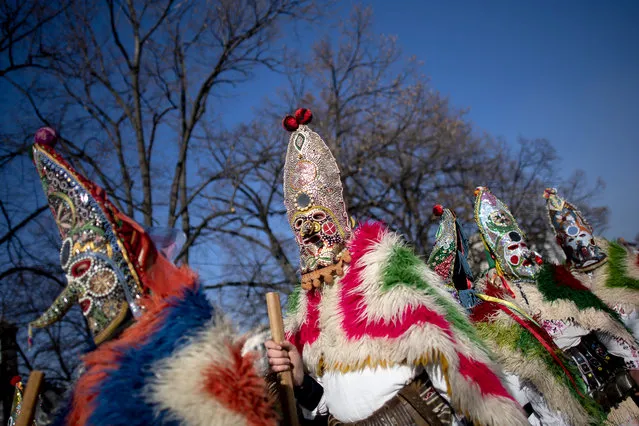 Mask dancers take part in a parade during the the International Festival of Masquerade Games “Surva” in the town of Pernik, some 30 km from Sofia, Bulgaria, 27 January 2019. (Photo by Vassil Donev/EPA/EFE)