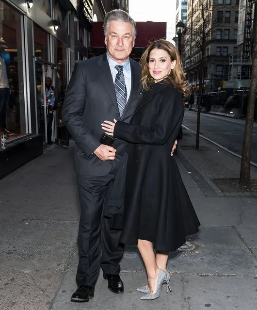 Actor Alec Baldwin and Hilaria Baldwin are seen arriving at “The Public” Philadelphia screening at Philadelphia Film Center on March 28, 2019 in Philadelphia, Pennsylvania. (Photo by Gilbert Carrasquillo/GC Images)