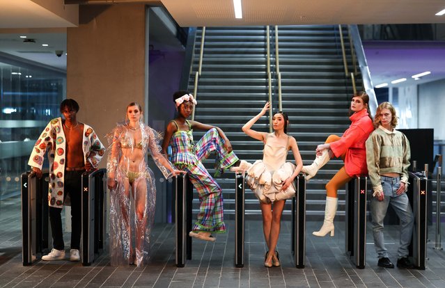 Fashion designer graduates from the Belfast School of Art showcase their creations at their end-of-year show on the Ulster University campus, United Kingdom in the last decade of May 2024. (Photo by Darren Kidd/Press Eye)