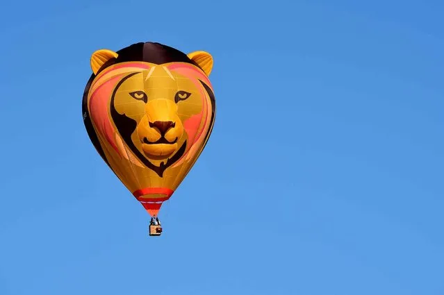 A tiger faced hot-air balloon flies during the 20th European Balloon Festival in Igualada, near Barcelona on July 7, 2016. (Photo by Lluis Gene/AFP Photo)