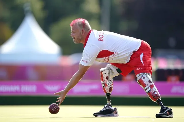 England's Craig Bowler in action during the para men's pairs semifinal B6-B8 at Victoria Park on day four of the 2022 Commonwealth Games in Birmingham on Monday, August 1, 2022. (Photo by Zac Goodwin/PA Wire Press Association)