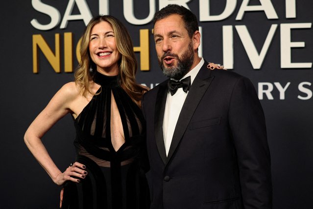 Adam Sandler and Jackie Sandler arrive for the Saturday Night Live 50: The Anniversary Special at 30 Rockefeller Plaza in New York City, U.S., February 16, 2025. (Photo by Caitlin Ochs/Reuters)