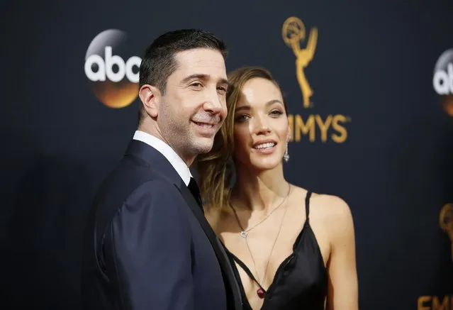David Schwimmer, left, and Zoe Buckman arrives at the 68th Primetime Emmy Awards on Sunday, September 18, 2016, at the Microsoft Theater in Los Angeles. (Photo by Danny Moloshok/Invision for the Television Academy/AP Images)