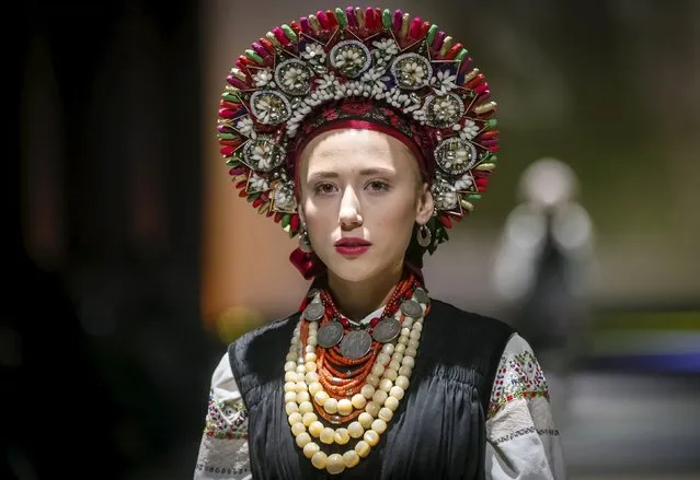 A model presents a Ukrainian traditional outfit at Ukrainian Fashion Week in Kiev, October 18, 2015. (Photo by Valentyn Ogirenko/Reuters)