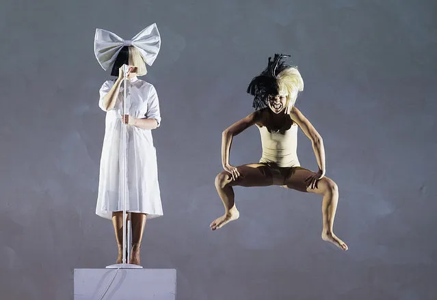 Sia and Maddie Ziegler perform on stage during the opening night of her “Nostalgic for the Present” tour at KeyArena on September 29, 2016 in Seattle, Washington. (Photo by Mat Hayward/Getty Images)