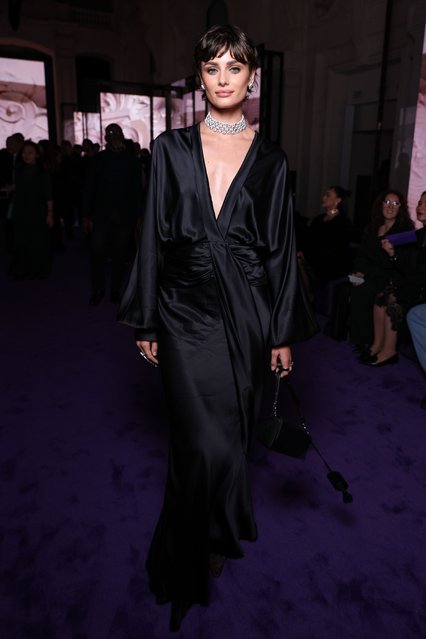 American model Taylor Hill attends the Messika show as part of Paris Fashion Week at Musée Des Arts Décoratifs on October 03, 2025 in Paris, France. (Photo by Lyvans Boolaky/Getty Images)
