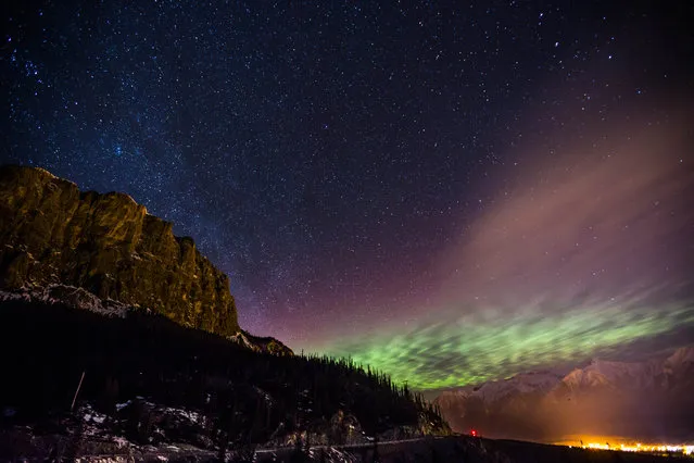 Neil Zeller's mesmerising snaps are taken across Canada where he photographs the Northern Lights dancing across the dark night sky. (Photo by Neil Zeller/Caters News)