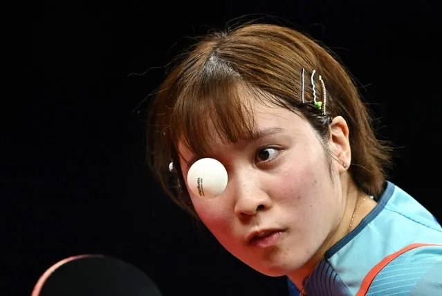 Hirano Miu of Japan competes in the Table Tennis Women's Team Final match against Chen Meng of China during day three of the 19th Asian Games at Hangzhou GSP Gymnasium on September 26, 2023 in Hangzhou, China. (Photo by Dylan Martinez/Reuters)
