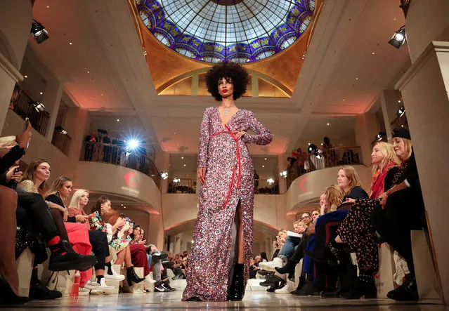 A model presents creation by Anja Gockel during the Berlin Fashion Week Autumn/Winter 2019/20 at Arlon Hotel in Berlin, Germany, January 15, 2019. (Photo by Fabrizio Bensch/Reuters)