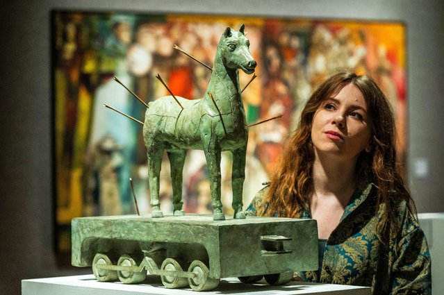 Wounded Soul: Journey of Destruction, a bronze sculpture by Dia al-Azzawi, an Iranian artist, is expected to fetch up to £25,000 at an auction of  modern and contemporary Middle Eastern art at Bonhams, London, on June 5, 2024. (Photo by Guy Bell/Rex Features/Shutterstock)