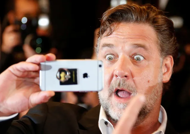 Cast members Russel Crowe reacts as he arrives on red carpet for the screening of the film “The Nice Guys” out of competition at the 69th Cannes Film Festival in Cannes, France, May 15, 2016. (Photo by Eric Gaillard/Reuters)