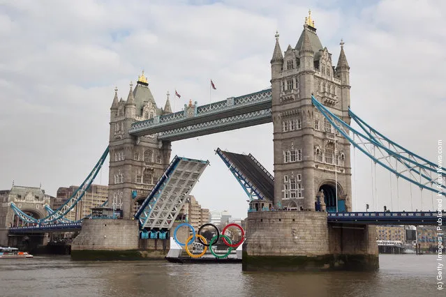 Giant Olympic Rings Are Launched On The River Thames