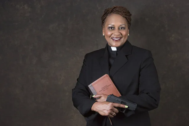 In this July 10, 2017, photo, Dana R. Mitchell, a 47-year-old minister at Destiny World Church outside of Atlanta, poses with a King James version of the minister's manual and a 9mm handgun. She's among the ranks of the nation's black women who own a firearm. Mitchell said she had been in a household with firearms. “I wasn't a stranger to them but I always had that fear”. That changed after she was invited her to the range with some other women, she kept seeing news reports of violence and a friend had her purse stolen while pumping gas. "I woke up one day watching TV and I said, you have to get over this," she said. She's now more aware of her surroundings and is learning how to prepare herself in case she becomes a potential victim. “I don't want this sweet face to fool you”. (Photo by Lisa Marie Pane/AP Photo)